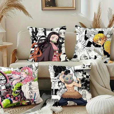 D-Demon S-Slayer Pillow Case Plush Fabric Soft Pillowcase Double Sided Print Cushion Cover Household Gifts