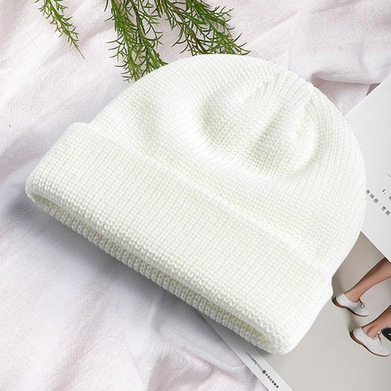 Autumn and winter versatile knitted melon fur hat solid color knitted hat warm damp wool hat