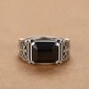 Silver Color New Cross Ring Men's Personality Dominant Trend Hip Hop Single Ring Black Stone Jewelry