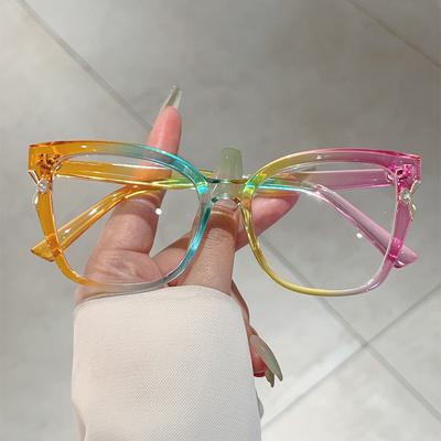 Damen Vintage Brillen Stilvoll Neu Mehrfarbiger Rand Blaulichtfilter Dekor Brillen Trendiges Markendesign Optische Fassungen