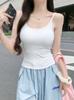 #Summer sexy pure desire front and rear butterfly embroidery hollowed sling vest women's one-piece with chest pad to look thin