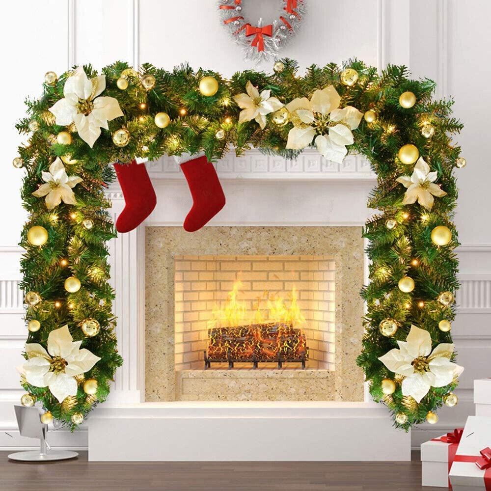 With LED Lights Christmas Wreath 2.7M Xmas Decorations Rattan  Shopping Mall Layout Props