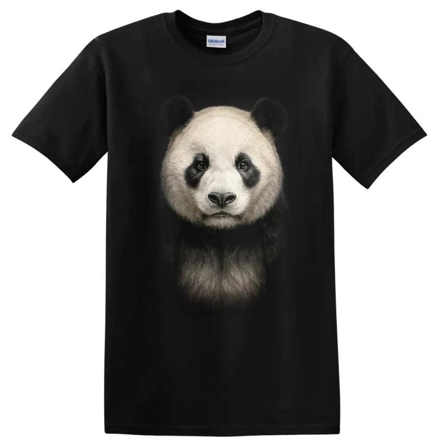 Panda Face Portrait T Shirt Realistic Wildlife Animal Art Bear Tee