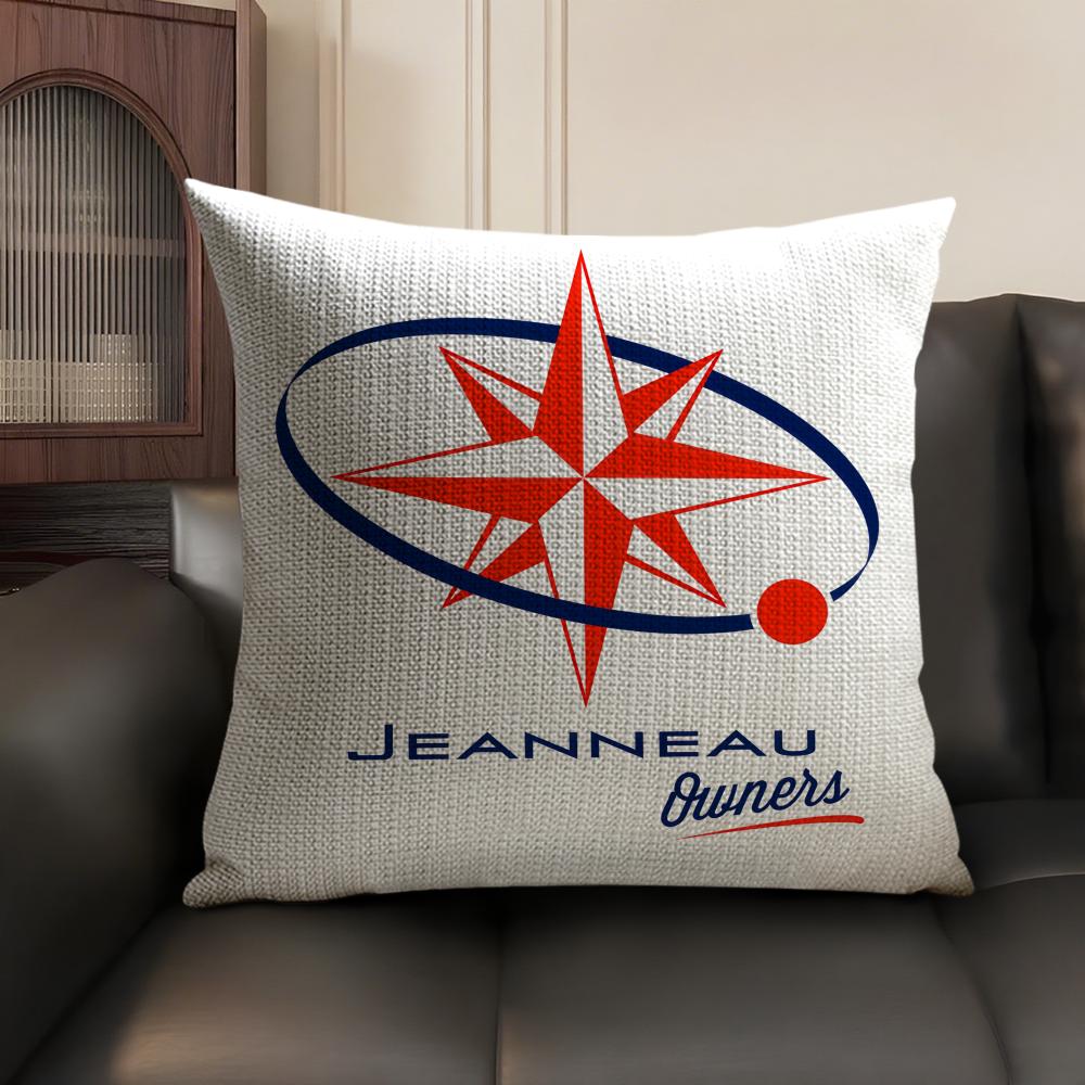 J-Jeanneaus Yachts Logo Cushion Cover Natural Linen Organic Fabric Double-Sided Printing Sofa Home Decor Gift Pillow Case
