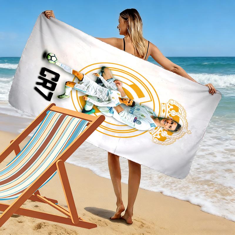 Serviette de plage Héritage de CR7 Serviette de plage pour photos de vacances Plage bord de mer Serviette de bain séchage rapide Serviette pour piscine extérieure Serviettes de voyage et de vacances Confort