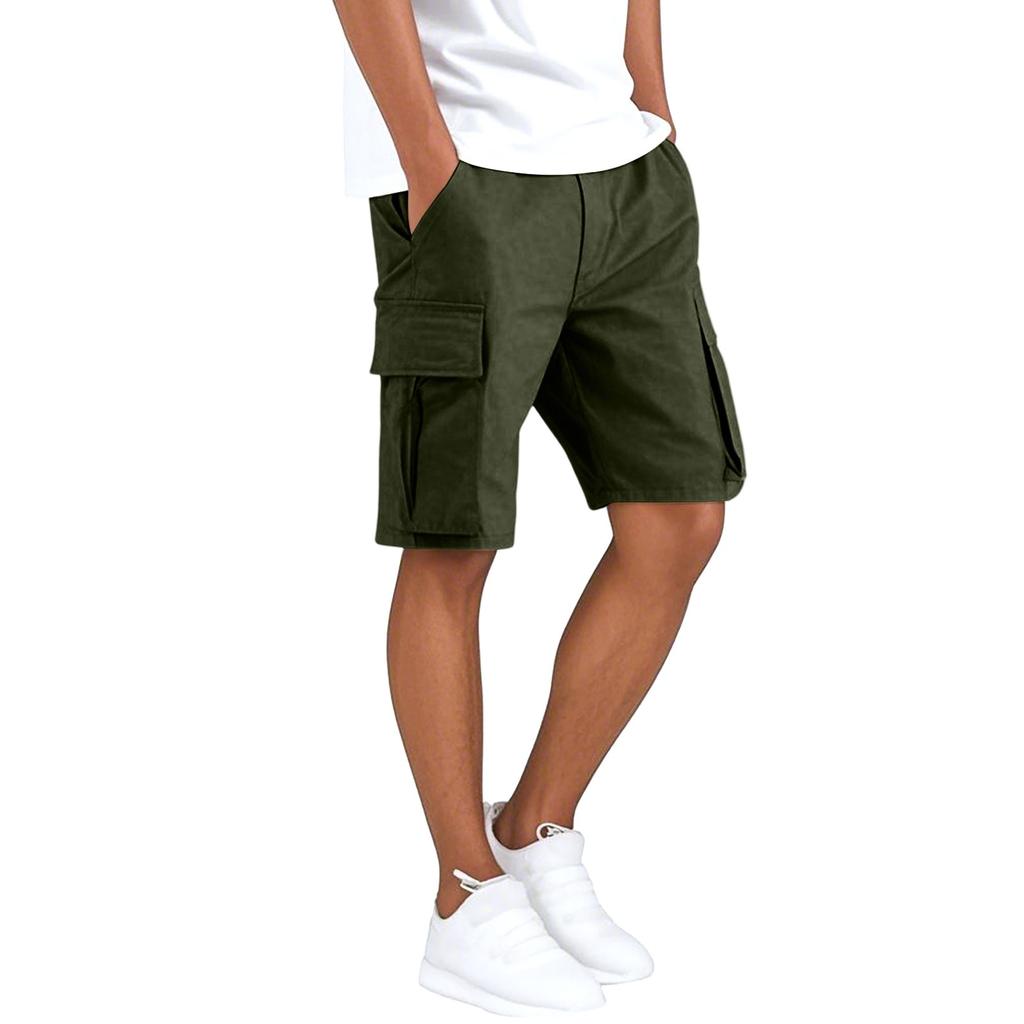 Pantaloni de lucru casual confortabili pentru bărbați, culoare uni, cu buzunare multiple