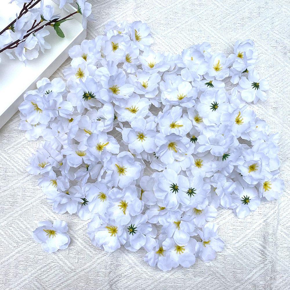 100PCS Multicolor Peach Blossom Artificial Flower Heads Silk Petals Dia.5cm Simulation Flower Accessories DIY Faux Flower DIY