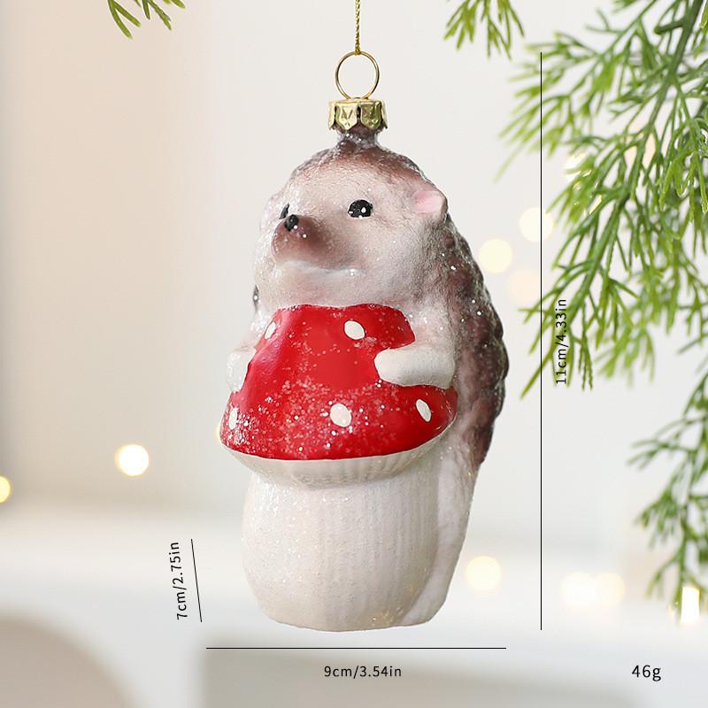 Festive Christmas Tree Ornament Squirrel Hedgehog Design Plastic Hanging Decor