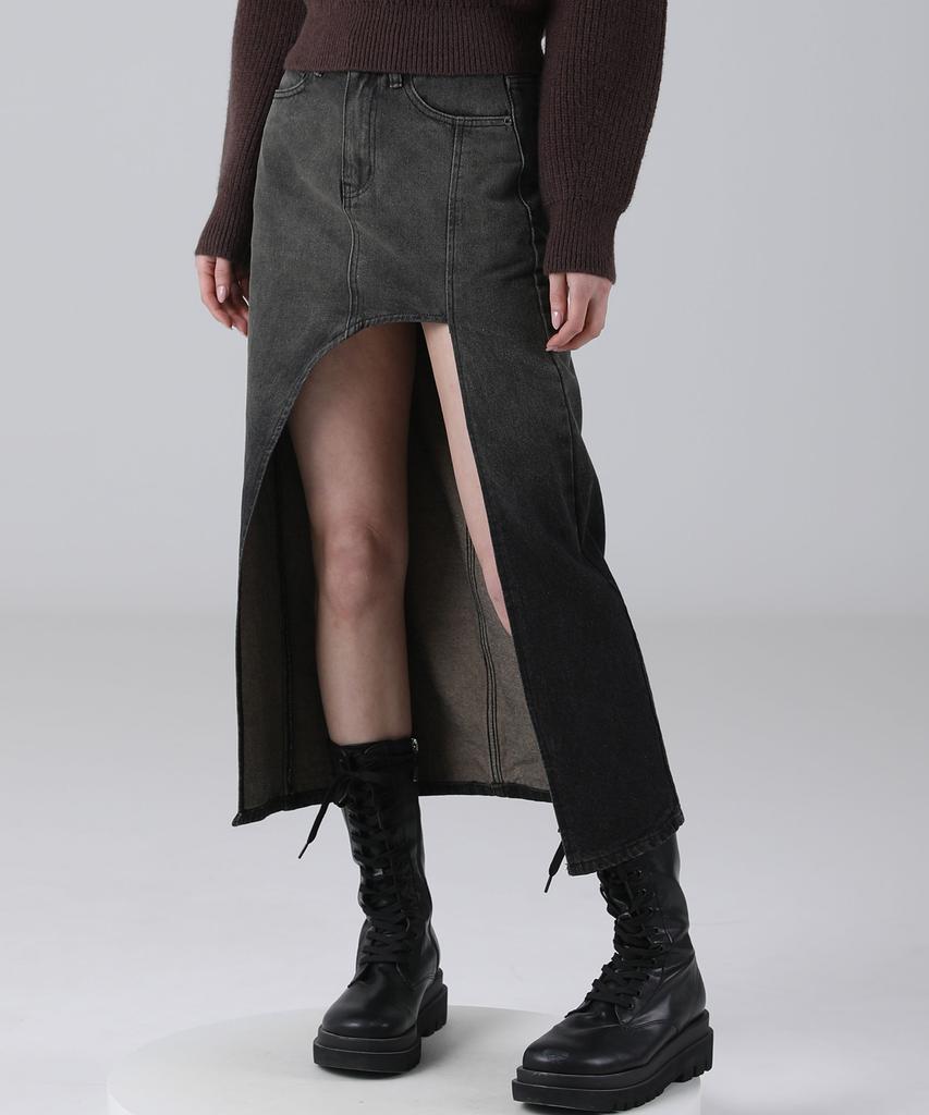 Urban Dress The Moon Long Denim Skirt Red Black