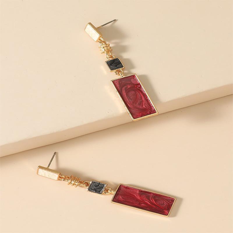 Stylish Enamel Geometric Rectangular Stud Earrings