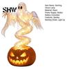 Illuminated Ghost Patio Ornaments Halloween Swirling Pumpkin Yard Lamp, Lighted Spooky Autumn Decor Statue, Warm LED Outdoor Decoration for