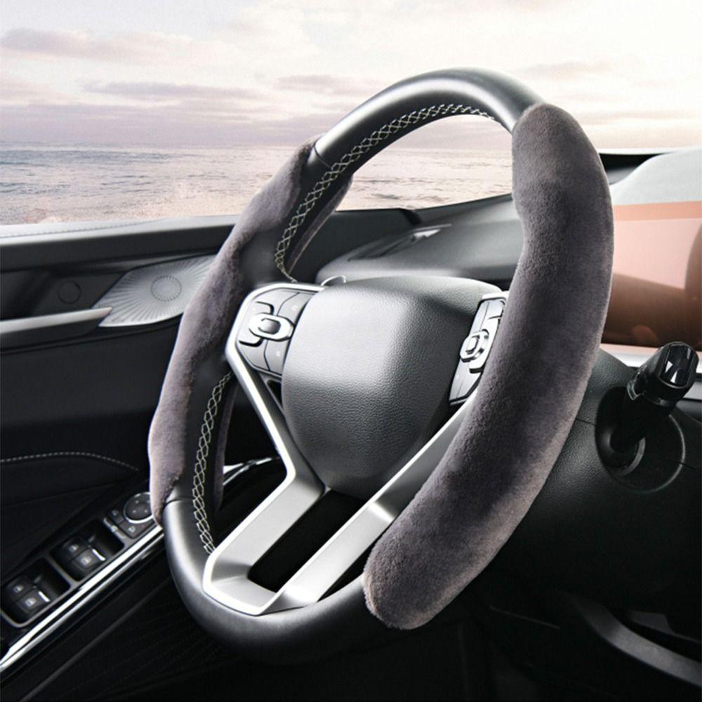 2Pcs Universal Auto Steering Cover Plush Steering Wheel Sleeve Car Steering Wheel Cover  General