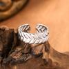Thumb Ring Retro Leaf Shape Adjustable Opening Design Finger Ring Anti-Oxidation Stainless Steel Finger Band