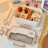 Portable Compartment Lunch Box Plastic Lunchbox Office Students Bento Box Microwave Food Containers with Chopsticks and Spoon