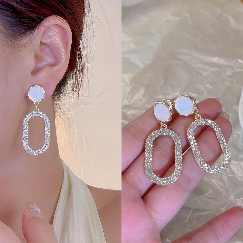 French Style Pearl Ear Clip Classic Women's Geometric Earrings