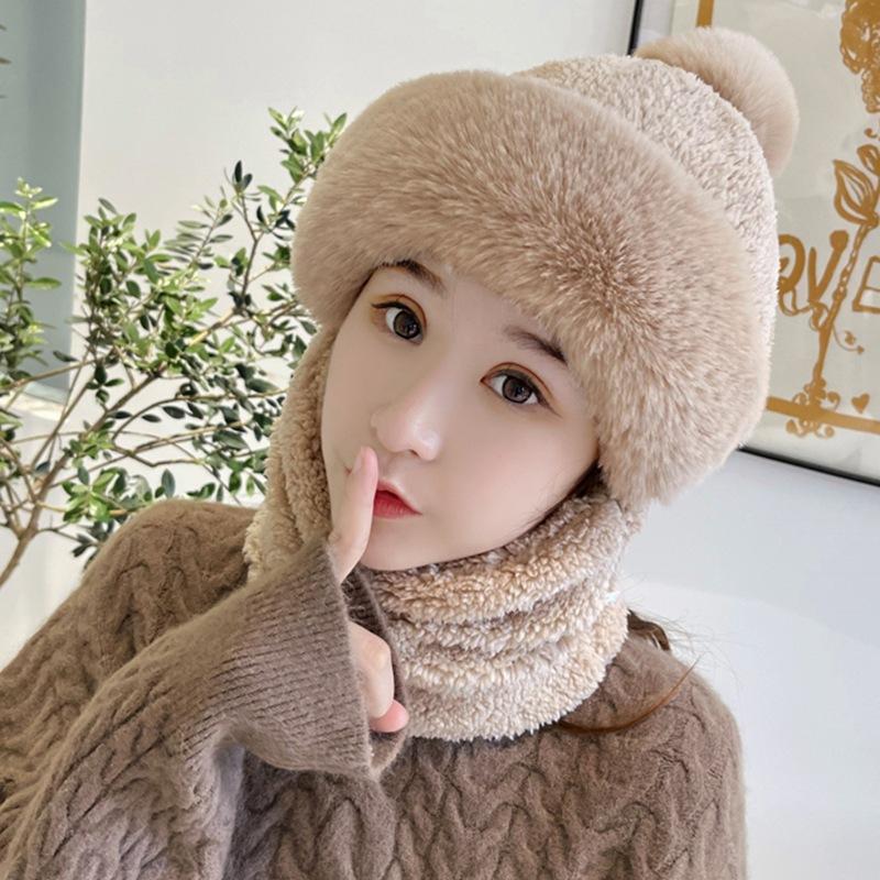 Autumn and winter thermal caps, children's scarves, caps, masks, integrated ear protection, windproof caps, children's thickened thermal bag head hats