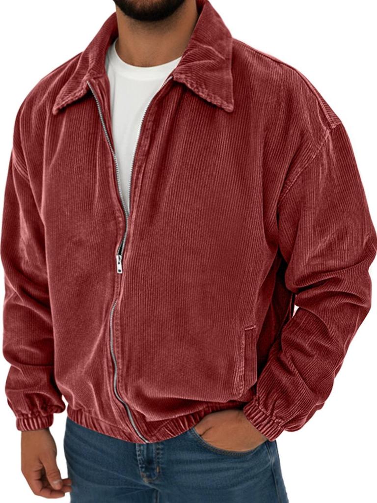 2025 Retro Sztruksowa Męska Kurtka z Długim Rękawem i Kieszeniami - Moda Jesień/Zima