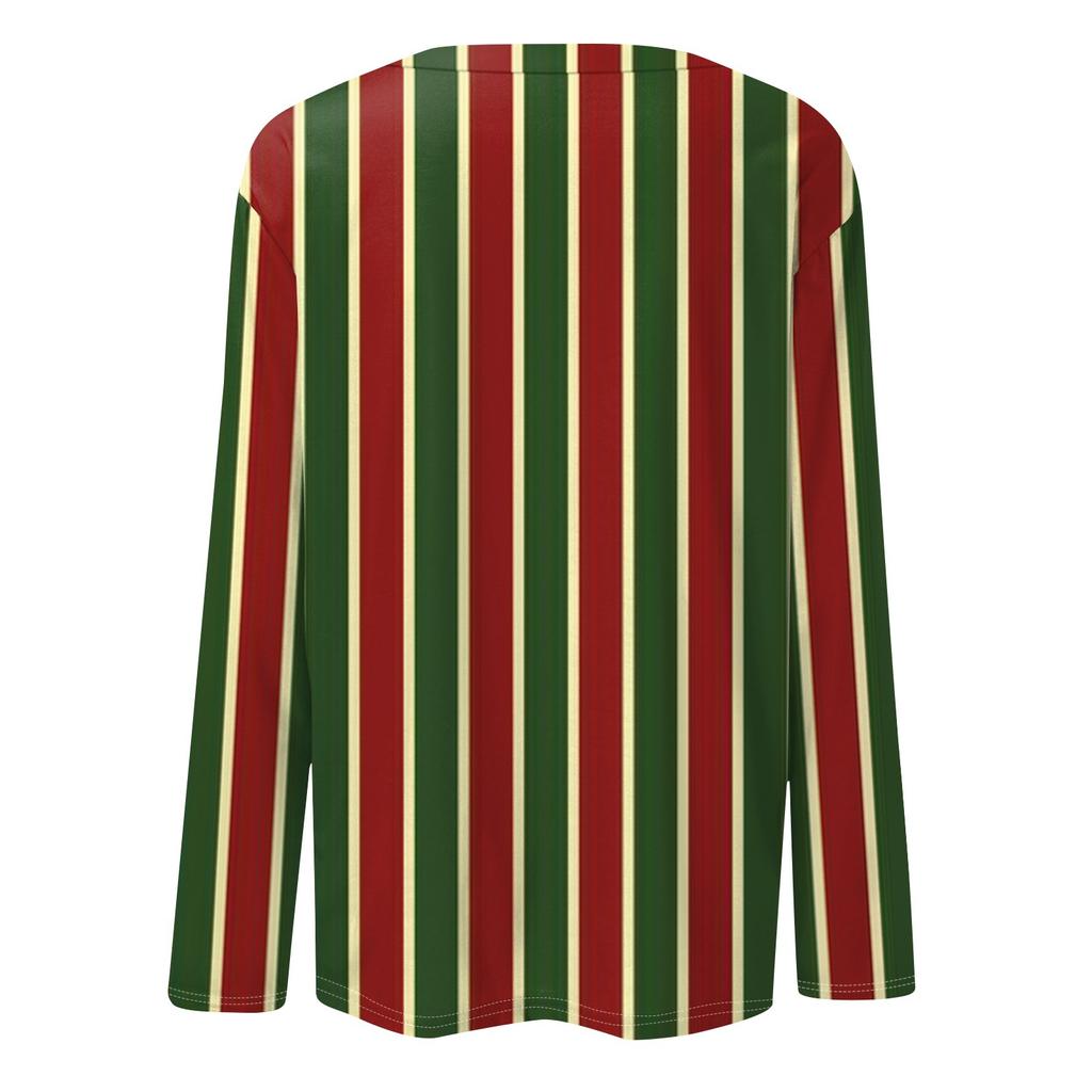 Women's Fashion Casual Christmas Print Round Neck Long Sleeve Decorative T-Shirt Top