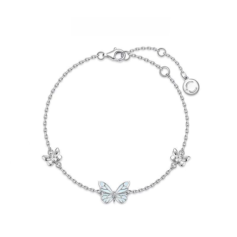 New Butterfly Glow Necklace Bracelet Earrings Set, Blue Aurora Enamel Luminous Butterfly Luxury Jewelry Gift