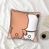 1Pc Bubu Dudu Milk Mocha Bear Pillow Cover, 18×18 Short Plush, Double-Sided Print, Invisible Zipper