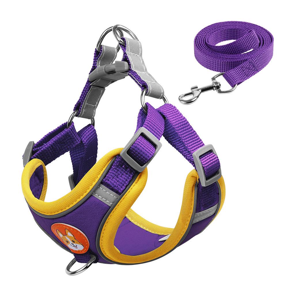 Reflective Vest-Style Dog Harness & Leash for Small Breeds