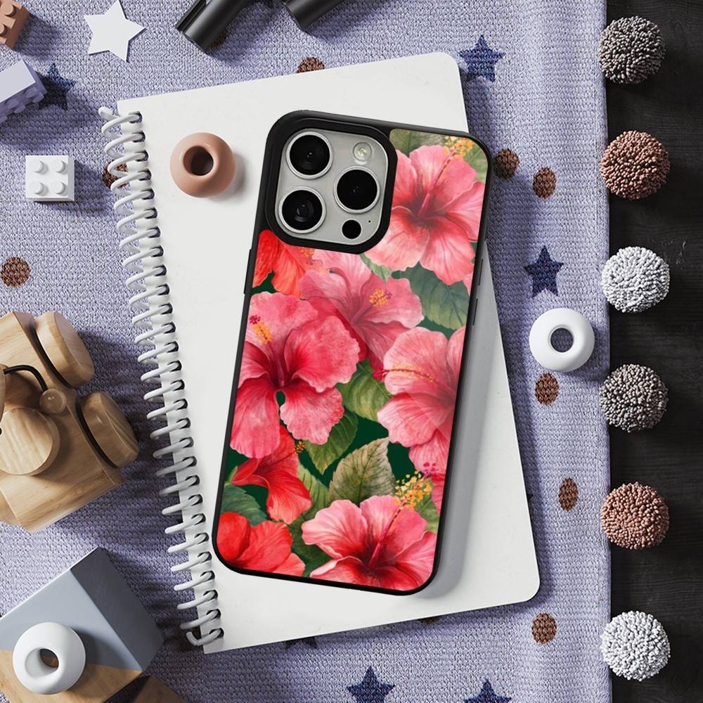Hibiscus Hawaiian Flower For iPhone 12,Pro,16,15,Mini,13,17,Max,11,14,Plus,For Magsafe,Magnetic Wireless Charging Case