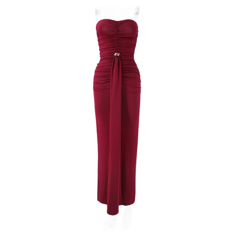 2026 Spring Elegant Sleeveless Pleated Bandeau Evening Gown