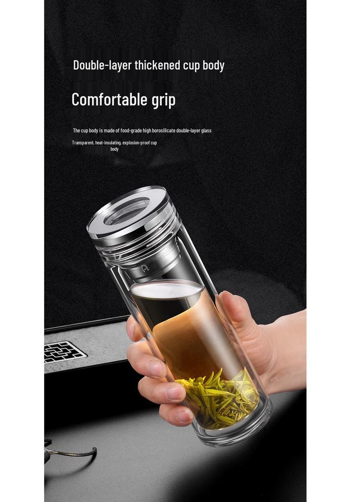 Double-Walled High Borosilicate Glass Cup, Heat Resistant Insulated Transparent Tea Cup.