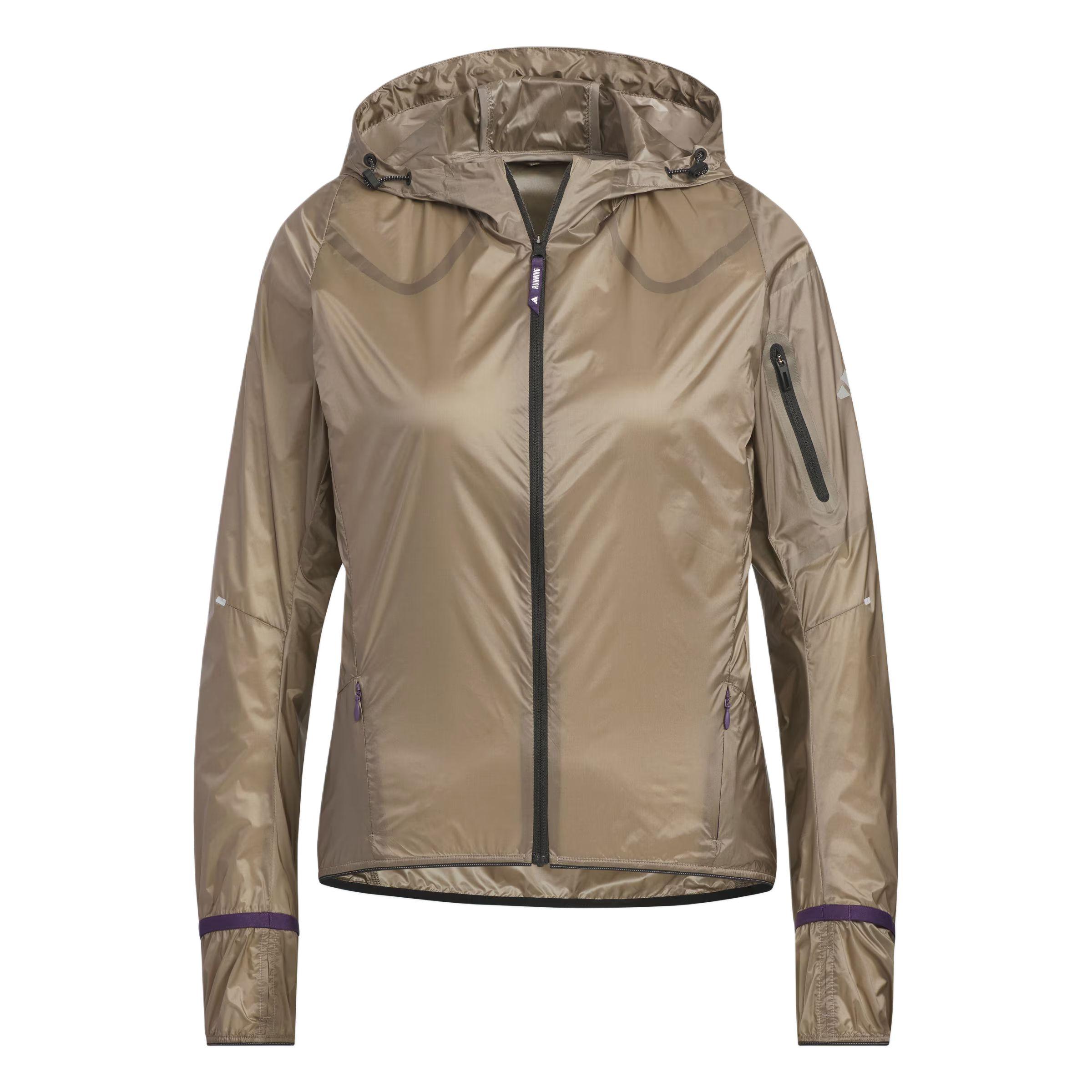 

Adidas Run W Windbreaker Lightweight Hooded Zip Up Long Sleeve Running Jacket Women White KC0385 S