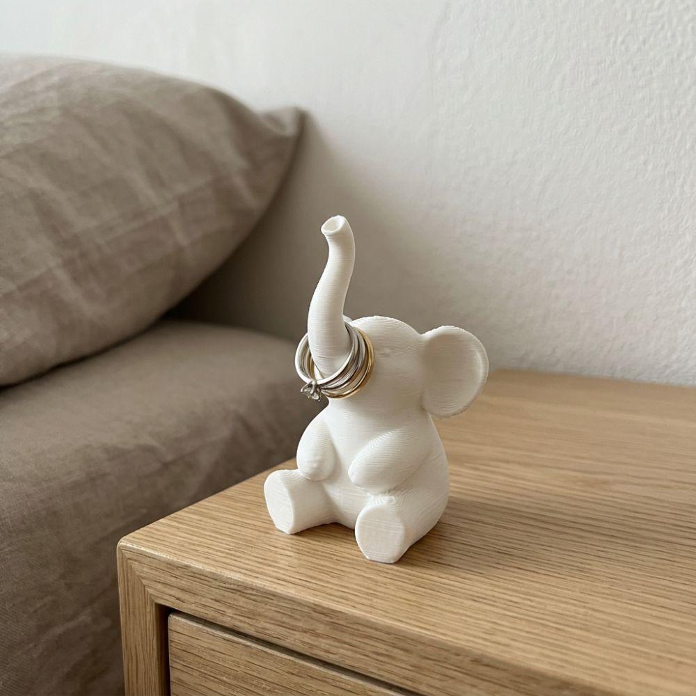 Anti-Loss Long Trunk Elephant Ring Holder Minimalist 3D Printed Animal Jewelry Holder Aesthetic Art Sculpture