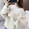 Autumn and Winter Women's Round Neck Pullover Sweater Loose Solid Color Long Sleeved Knitted Sweater for Women