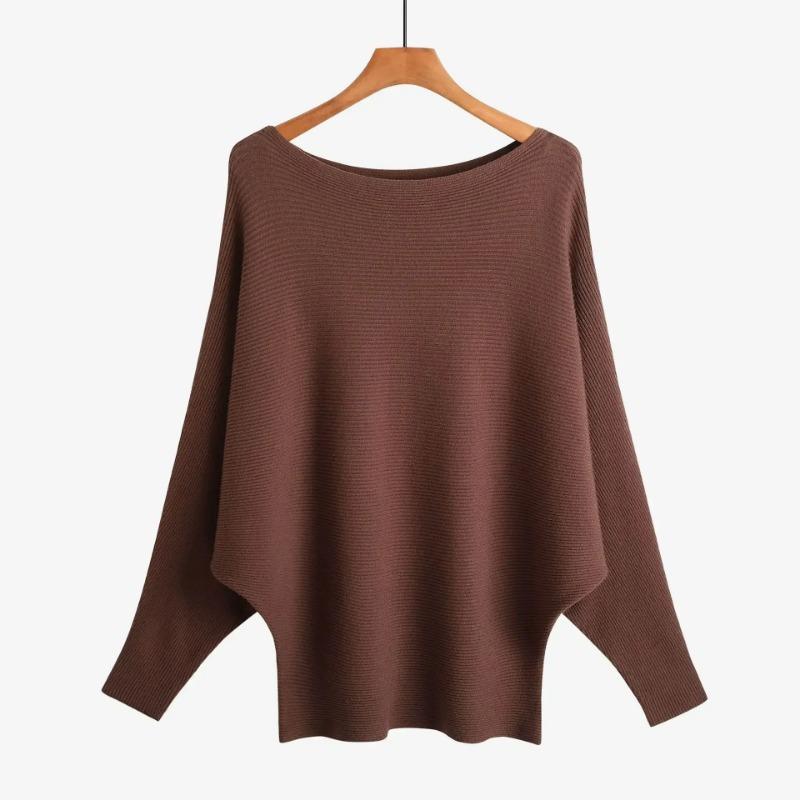 Autumn Batwing Long Sleeve Knitted Sweater Casual Slash Neck Solid Warm Pullover Fashion 18 Colors Loose Jumpers Tops