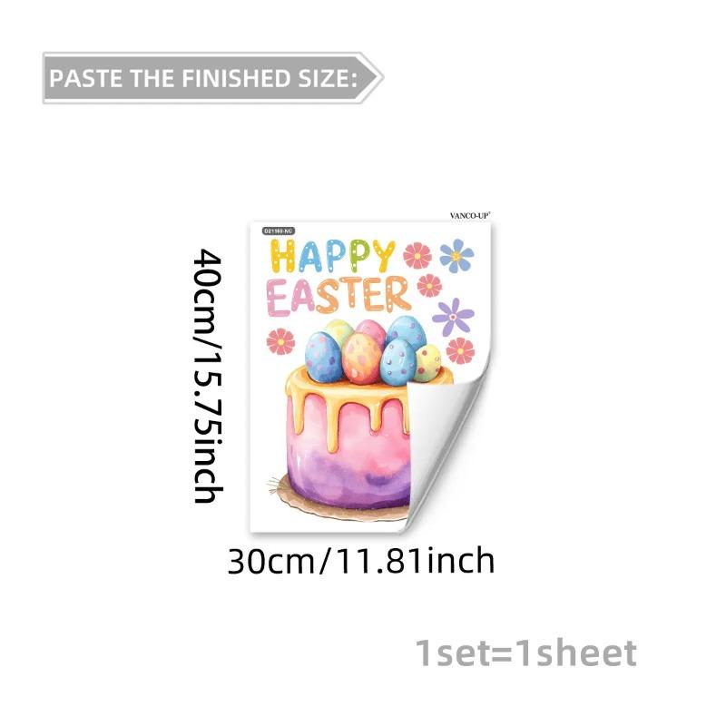 New Easter Flower Rabbit Sticker Self-Adhesive Waterproof Wall Stickers PVC Removable Wall Decal Window Decoration