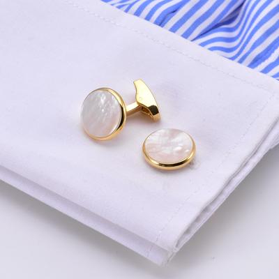 Men And Women'S High-End Classic Round White Jade Fritillary French Cufflinks Business Yanhui Suit Shirt Cuff Nails
