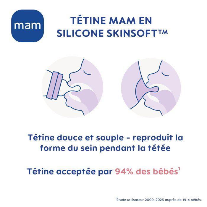 Biberon en verre - MAM - "Nature" - 260ml - Lin - Tétine débit 2