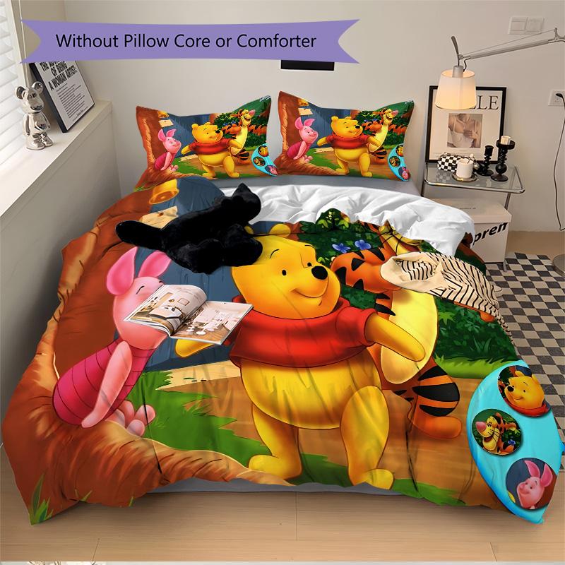 Winnie Pooh Friends Print 3Pcs Bedding Setduvet Cover With 2 Bedropillowcase Home Birthday Gift