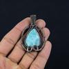 Republic Larimar Pendant, 999 Copper Wire Wrapped Jewelry, Gemstone Jewelry Pendant, Handmade Wedding Gift Jewelry