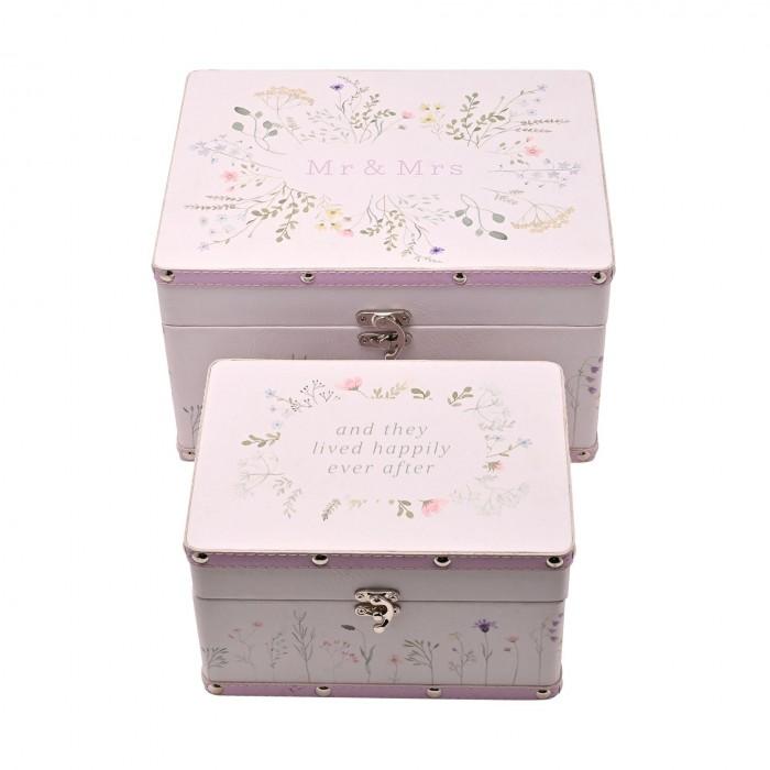 Love Story Wildflower Set of 2 Wedding Keepsake Luggage Boxes
