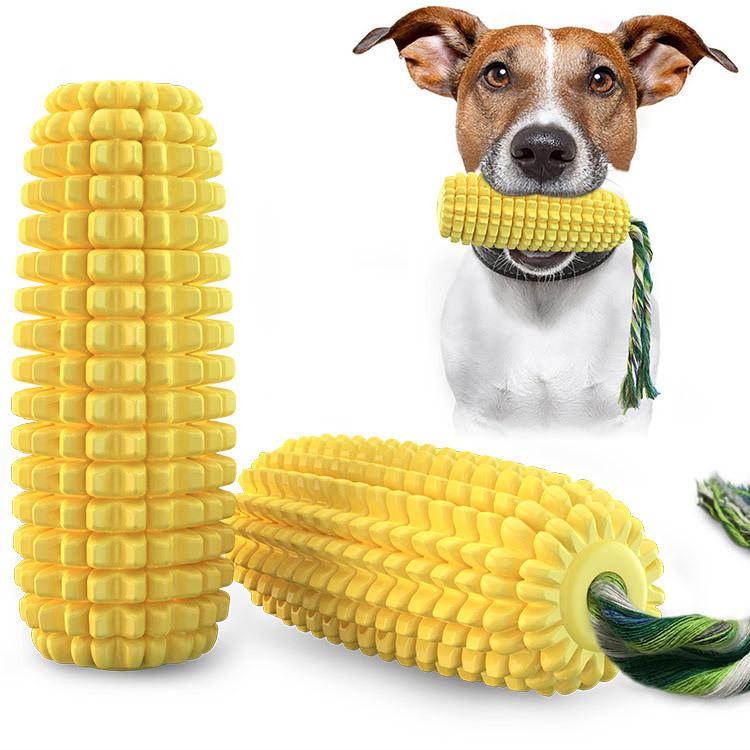Haustierbedarf Hundezahnbürste Sound Chew Corn Cob Knoten Zähne Reinigungsstab Hundespielzeug