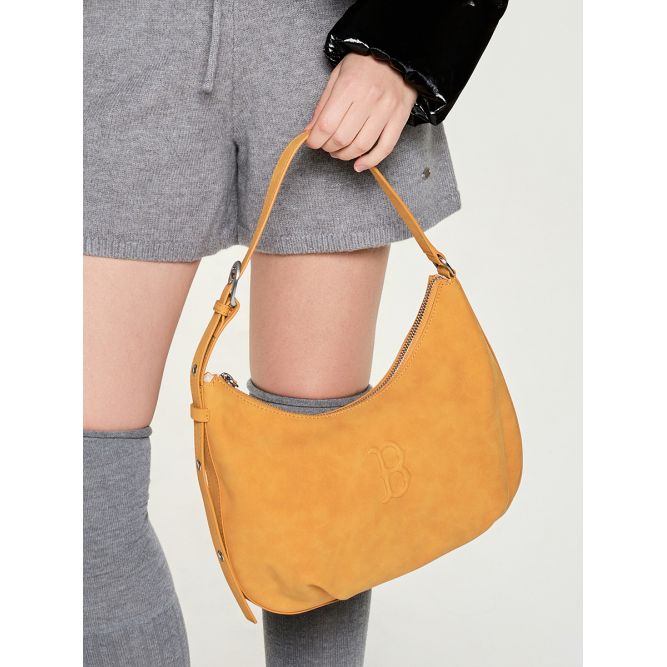 MLB Brand Logo Pu Shoulder Tote Bag Regular Women tote bag Yellow 3ABQSD16N-43YED