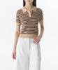 MUSINSA STANDARD WOMAN Women'S Striped Knitted Polo Shirt [Light Beige/Brown]