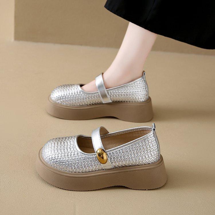 Mary Jane thick-soled heightening little white shoes women's 2025 new versatile one-pedal lazy loafers shallow single shoes women