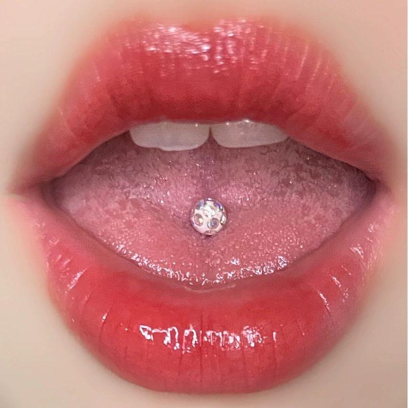 

F136 Titanium Alloy Tongue Pin Drinkable Flash Coated Titanium Steel Anti-Allergic External Thread Niche Style Fashion Tongue Nail White Titanium Steel Rod 1.6mm Thick and 16mm Long
