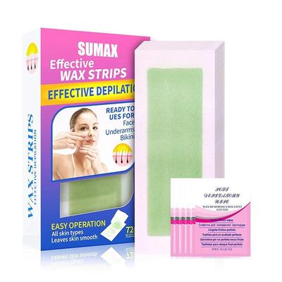 72 Pcs Wax Strips Lip Wax Strips For Women Facial Hair Removal Waxing Strips for All Skin Types Lip