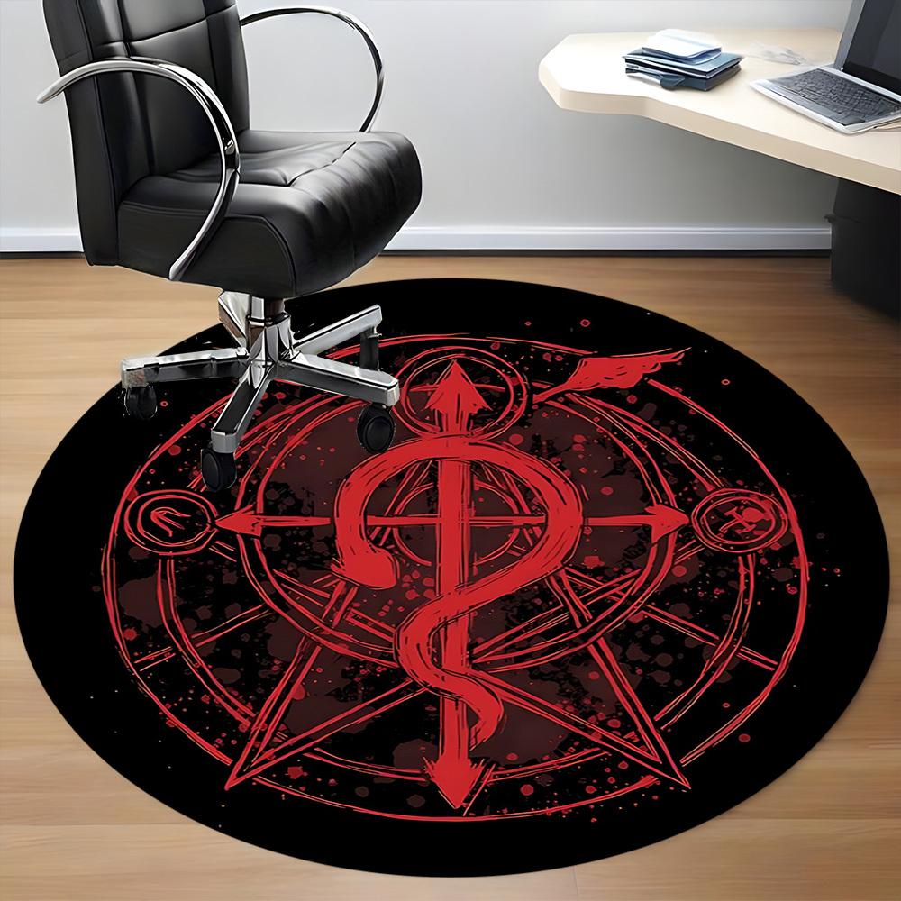 1pc Alchemy Symbol Office Round Area Rug, Indoor Mat Suitable For Office, Under Office Chairs Bedroom Living Room Home Decor, Room Deco