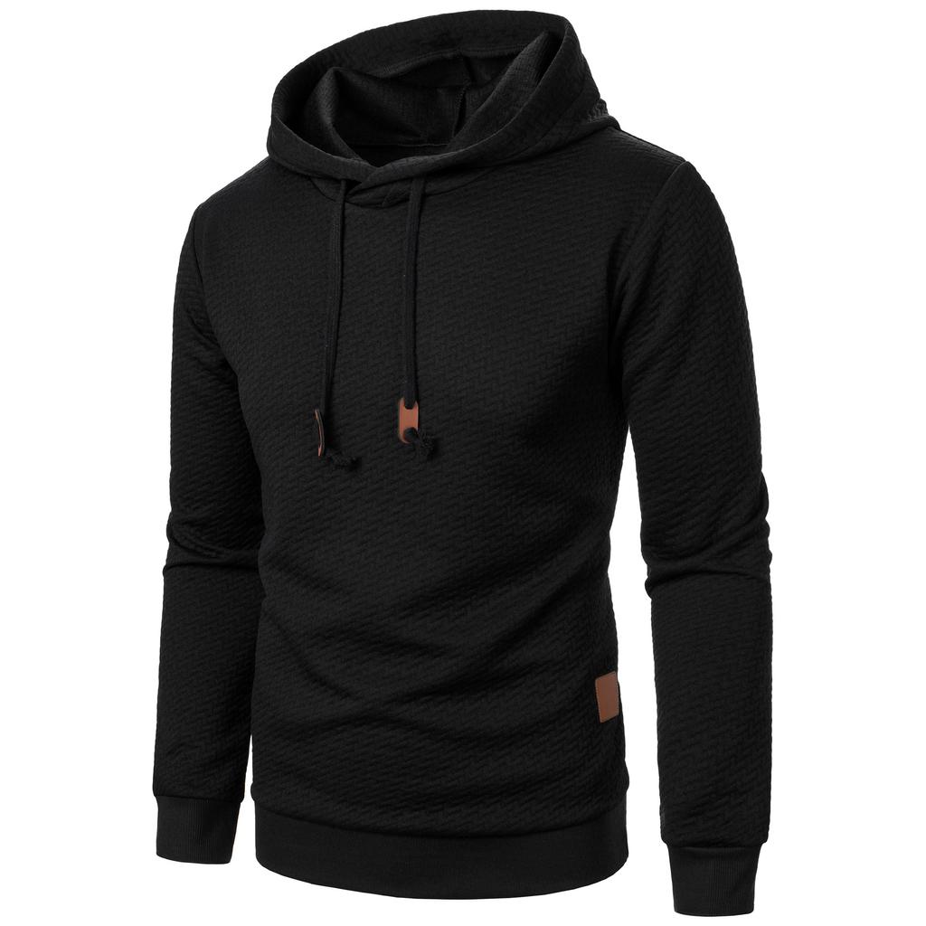 Autumn Winter Men's Jacquard Plaid Hoodie Long Sleeve Hoodie Warm Color Hooded Sweatshirt Coat Yasheng
