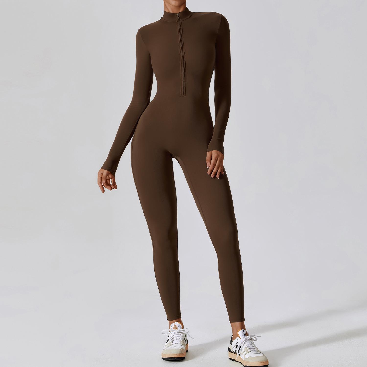 

European-American High-Intensity Nude Long Sleeve Yoga Jumpsuit 8306 Extra Large