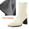Elegant Women's Ankle Boots New Autumn Winter Short Boots For Women Sexy Square Black Heeled Party Footwear Shoes Large Size 48