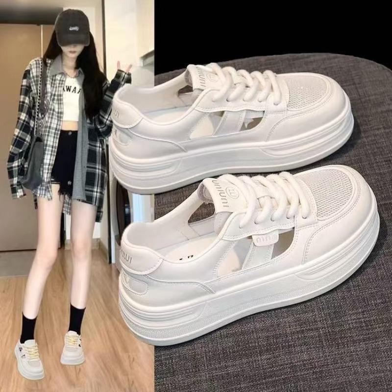 Fashion Womens Sandals 2025 Summer New Outer Wear Hollow Sports Little White Shoes Fashion Versatile Breathable Mesh Womens Shoes