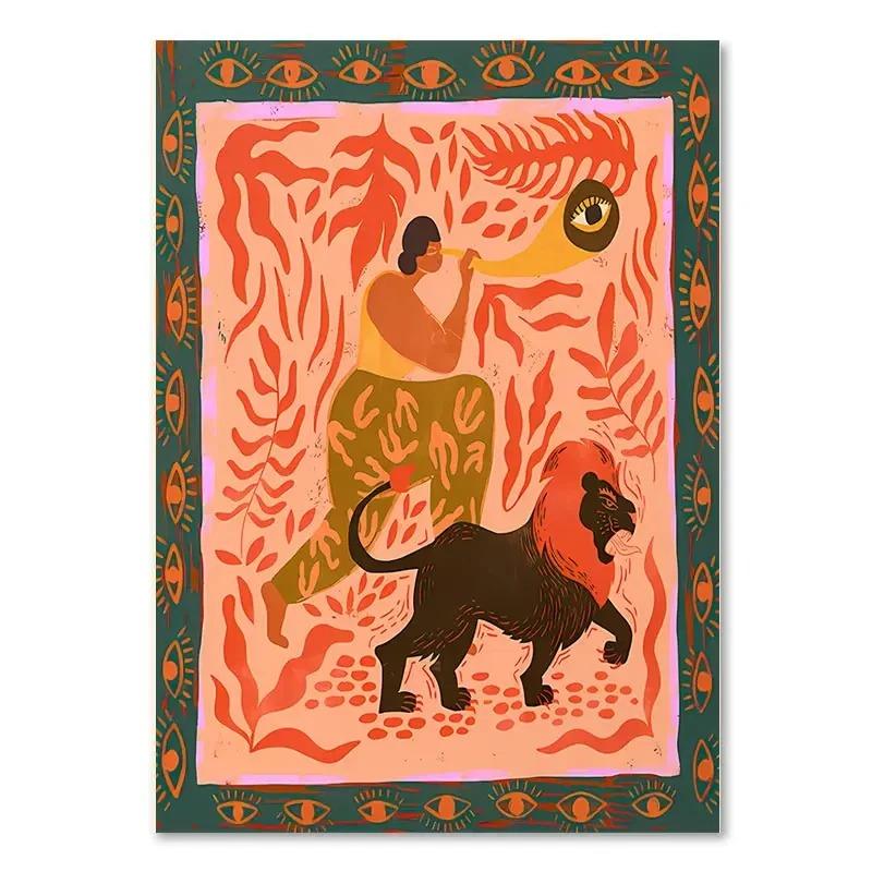 Buntes Abstraktes Poster Tiger Leopard Schlange Tropischer Dschungel Leinwandbild und Drucke Wandkunst Bilder Wohnzimmer Dekoration